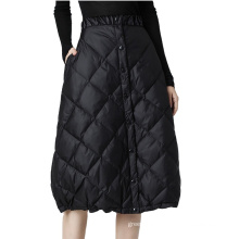 women recycled polyester midi skirt for winter quilted padded lantern skirt with elastic waist band and adjustable bottom hem